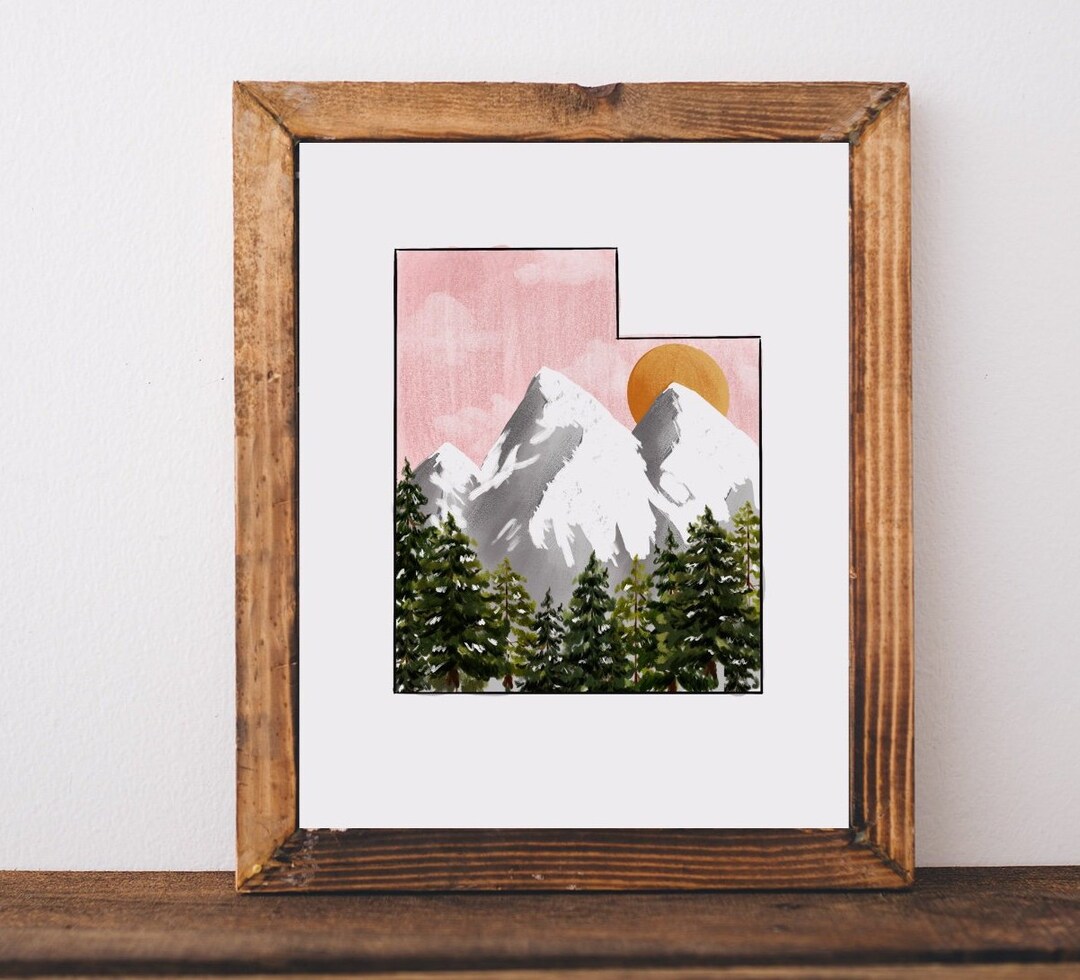 PRINTABLE Utah Art, Utah Mountains, Utah Print, State Art, Utah State ...