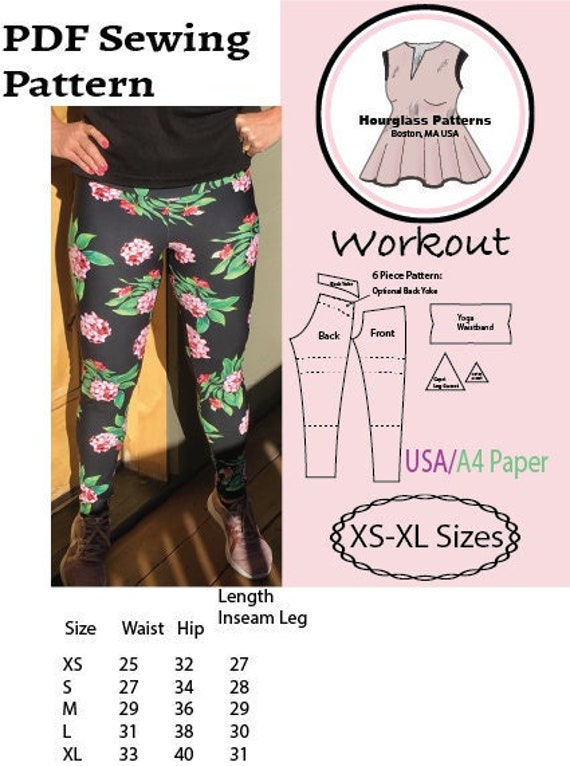 Hourglass Patterns©: Workout Leggings Capri or Short W/ Yoga Waist, Crotch  Gusset, Optional Capri Leg Gussets and Back Yoke. Sizing XS-XL -  Canada