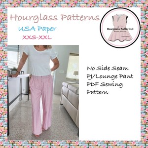 Hourglass Patterns©: USA Paper No Side Seam Woven Lounge/PJ Pant with Back Pocket.  ***PDF Sewing Pattern***.  Easy Sewing Pattern.