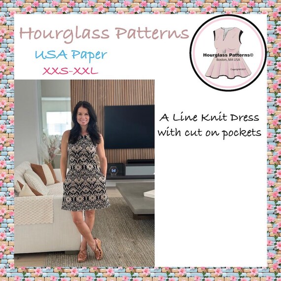 navy blue dress for baby girl Hourglass Patterns©: A Line Knit Dress With Side Pockets. Easy Women's Dress  Pattern. **PDF Sewing Pattern***