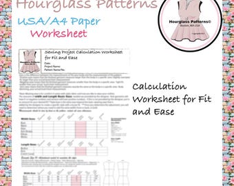 Hourglass Patterns©: Foglio di calcolo per vestibilità e facilità. Planner per cucire. Organizzazione per cucire. Misure per cucire. Vestibilità. Facilità per cucire