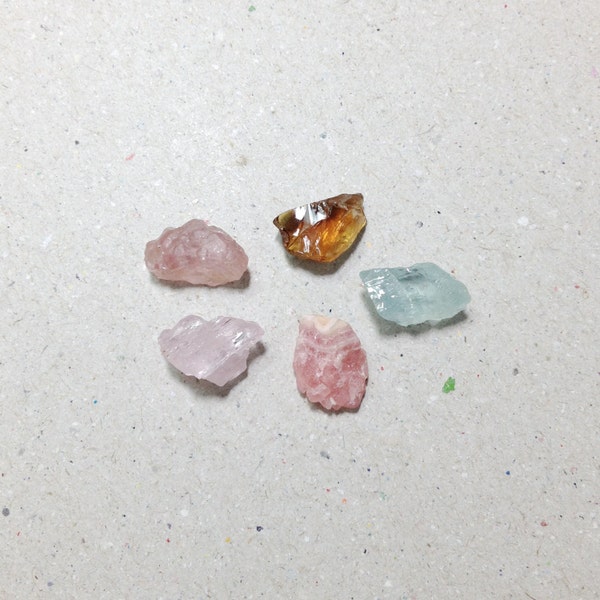 Crystal mixed set - morganite, citrine, aquamarine, spinel and Rhodochrosite // B*2289