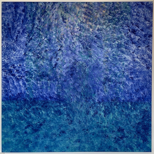 Gemälde "Lebenslust" Acryl auf Leinwand blau Blautöne Waldnymphe Glitzer