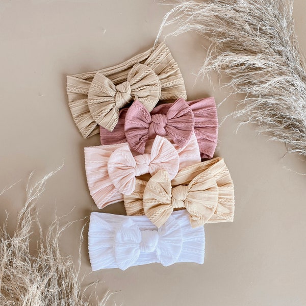 Neutral baby bow Headbands, Earth Tone Bows, Girls Hair Bows, Baby bows, Baby headbands, Knot bow, Knit headbands, Baby girl bows, Baby gift