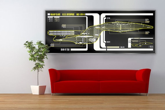 Star Trek Schematic Lcars Uss Enterprise 1701 D Grossdruck