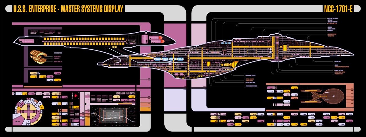 Star Trek Schematic LCARS USS Enterprise 1701-E Large - Etsy