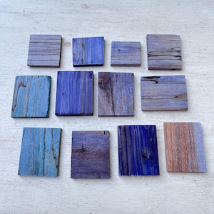 Surtido de madera estabilizada - Madera artesanal azul pequeña para hacer joyas, trabajos con epoxi, escamas de cuchillos, etc.