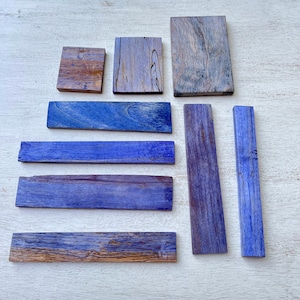Surtido de madera estabilizada - Madera artesanal azul pequeña para hacer joyas, trabajos con epoxi, escamas de cuchillos, etc.