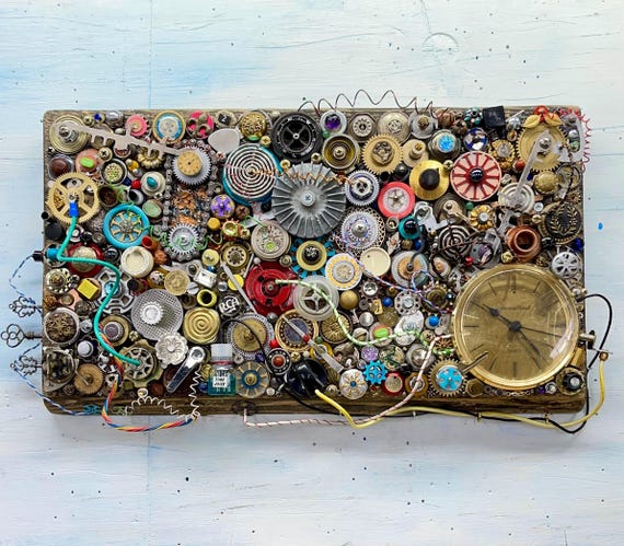 Steampunk Clock-handmade Steampunk/cyberpunk Found Object