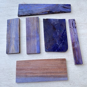 Surtido de madera estabilizada - Madera artesanal azul pequeña para hacer joyas, trabajos con epoxi, escamas de cuchillos, etc.