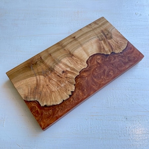 Charcuterie, cheese, and serving board-Spalted Maple burl wood with copper epoxy resin.