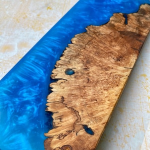 Charcuterie, cheese, and serving board-Spalted Maple burl with electric blue epoxy