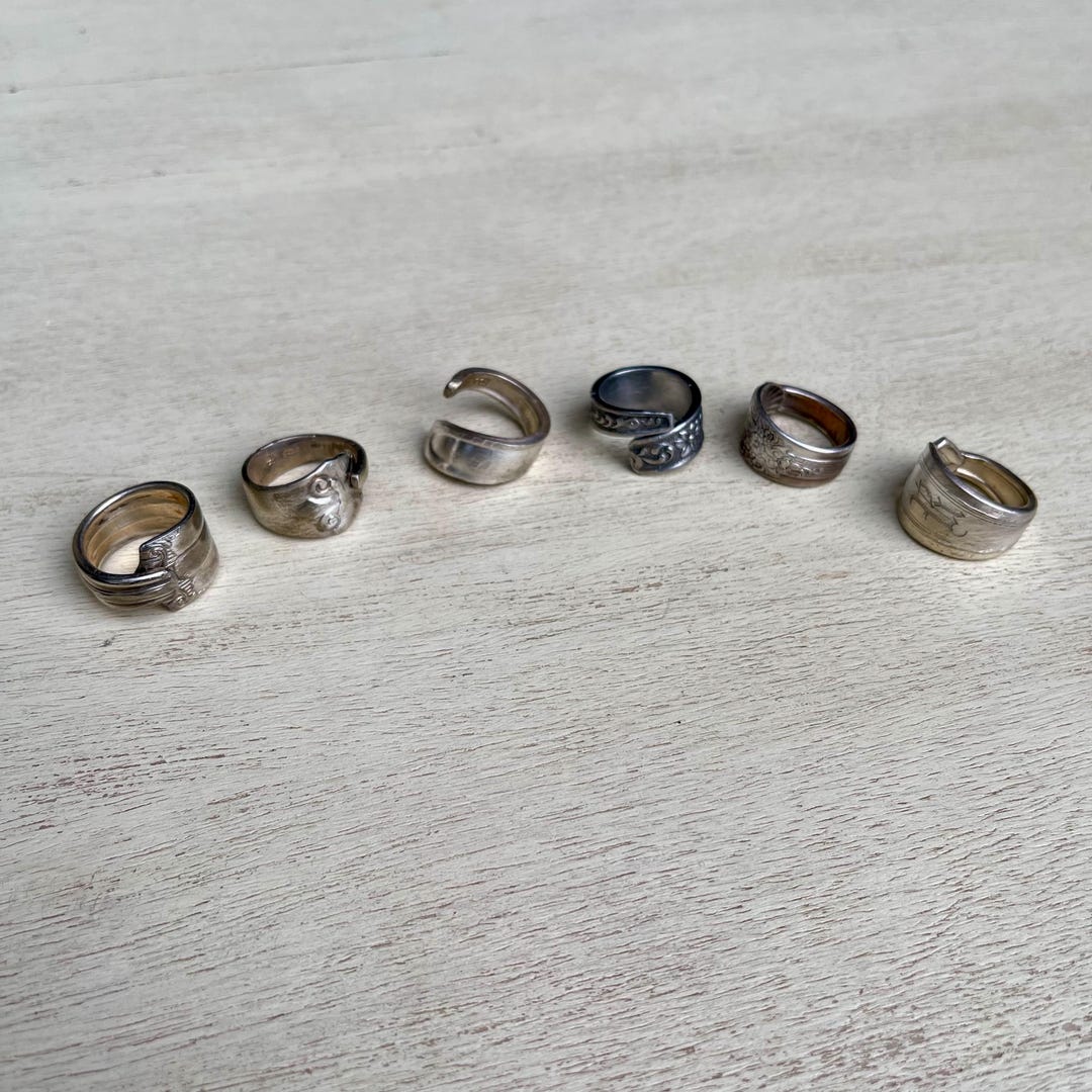 Ring Shape Plate Ring Blanks-assortment of Hand Shaped, Antique Silver Plate Flatware ...