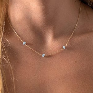 Aquamarine Necklace – March Birthstone Gift – Dainty Gemstone Necklace – Minimalist Jewelry – Gift For Her – Everyday Necklace