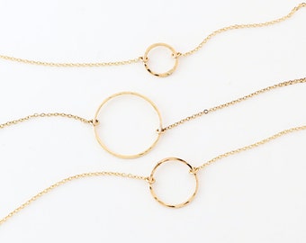 Dainty Circle Necklace - Karma Necklace -  Dainty Circle Outline - Delicate Chain - 14k Gold Fill or Sterling Silver