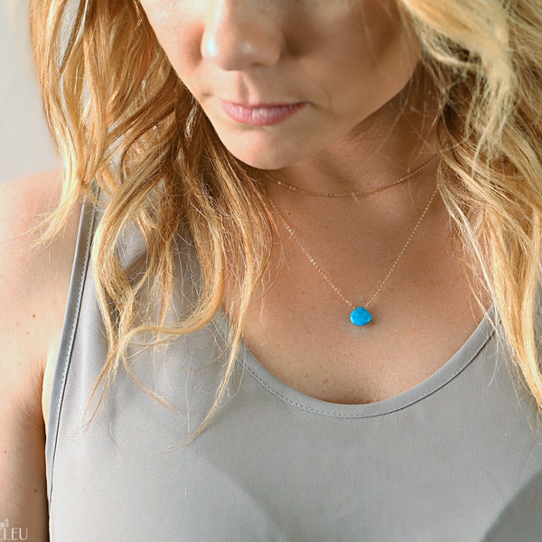 Sleeping Beauty Turquoise Necklace - Gemstone Necklace - Gift for her -  14k Gold Fill - Sterling Silver - Rose Gold Fill