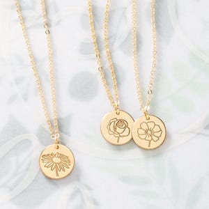 Birth Flower Name Necklace – Personalized Floral Pendant – Waterproof Custom Birthflower Jewelry – Birthday Gift For Her