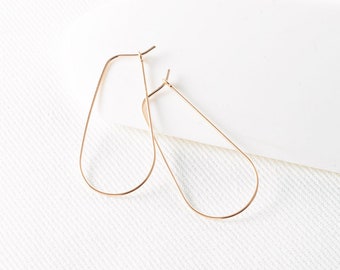 Simple Earrings - Teardrop Hoop Earring - Thin Hoop Earrings - Minimal Jewelry