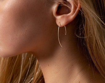Everyday Earrings - Arc Threader Earrings - Simple Jewelry - Open Hoop Earrings