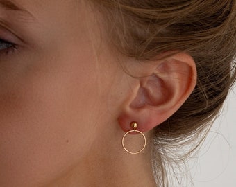 Circle Post Earrings - Circle Earrings in Gold Filled - Simple Post Earrings - Unique Hoops