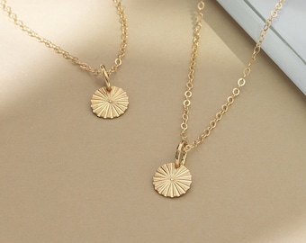 Dainty Sunburst Necklace - Gold Sun Necklace - Simple Disc Necklace - Women Jewelry - Simple Necklace