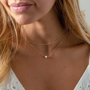 Double Layered Pearl Necklace – Minimalist Bridal Jewelry – Summer Waterproof Necklace – Freshwater Pearl Set – Bridesmaid Gift Idea