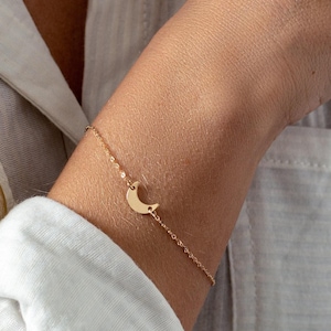 Crescent Moon Bracelet – Dainty Celestial Bracelet – 14k Gold Fill  Sterling Silver – Waterproof Jewelry – Gift For Her – Minimalist Jewelry