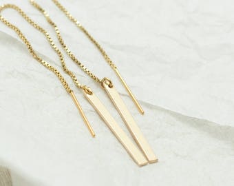 Simple Earrings Gift - Bar Earrings - Long Line Earrings - 14kt Gold Filled Earrings - Gifts for Her