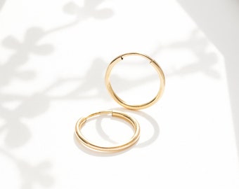 Minimal Hoop Earrings - Circle Hoops - Simple Earrings - 14k Gold Filled or Sterling