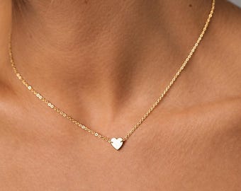 Heart Necklace: Personalized Initial Pendant 14k Gold Filled or Sterling Silver