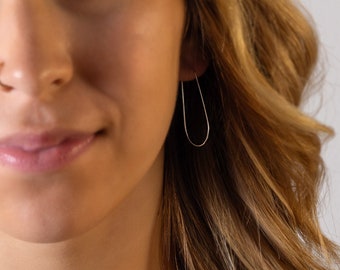 Teardrop Hoop Earrings - Minimal Earrings - Open Hoops - Gold Hoop Earrings - Dangle Hoops