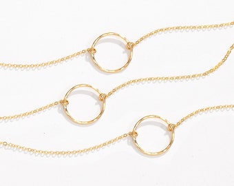 Minimal Hammered Circle Necklace - Delicate Necklace - Dainty Everyday Jewelry