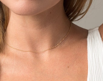 Dainty Thin Chain Necklace - Layering Necklace - Thin Gold Chain Necklace - Everyday Necklace