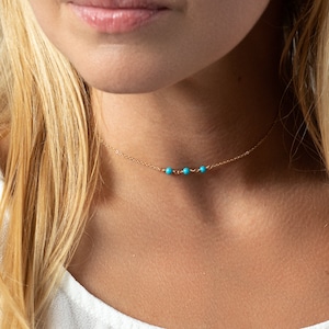 Simple Turquoise Choker - Minimal Gold Choker - Gemstone Necklace - Gold Fill - Rose Gold Fill - Sterling Silver