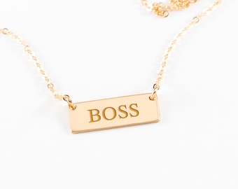 Boss necklace - Girl boss necklace - I'm the boss - Lady boss - Gold bar necklace