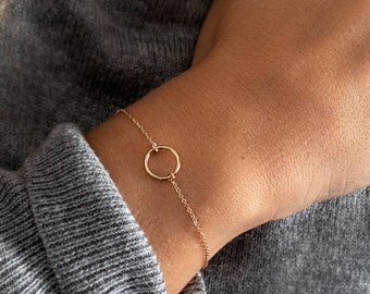 Open Circle Bracelet - Karma Bracelet - Simple Gold Bracelet for Women
