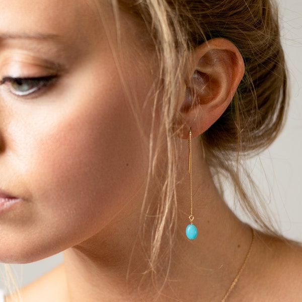 Long Turquoise Earrings - Modern Earrings in Gold Filled or Sterling silver - Minimal Jewelry