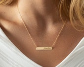 Custom Name Bar Necklace - Personalized Jewelry - Name Plate Necklace