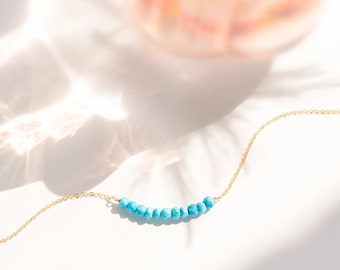 Natural Turquoise Necklace - Delicate Gemstone Necklace - December Birthstone - Gemstone Bar Necklace