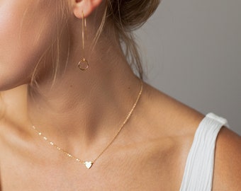 Dainty Heart Necklace - Custom Personalized Heart Necklace in 14kt Gold FIll