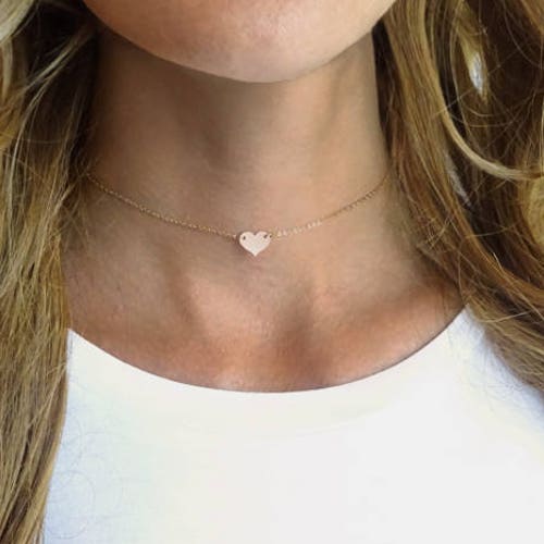 Gold Choker Necklace Gold Heart Choker Stacking Necklace Etsy Singapore