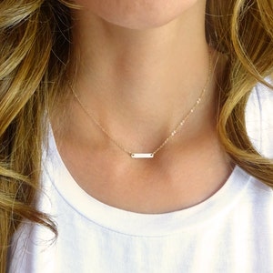 Extra small bar necklace - silver gold or rose gold - initial necklace - monogram bar