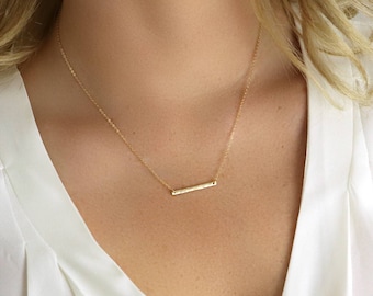 Ultra Dainty Bar Necklace - Gold Bar Necklace - Everyday Necklace - Simple Gold Necklace