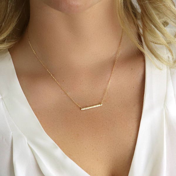 Ultra Dainty Bar Necklace - Gold Bar Necklace - Everyday Necklace - Simple Gold Necklace