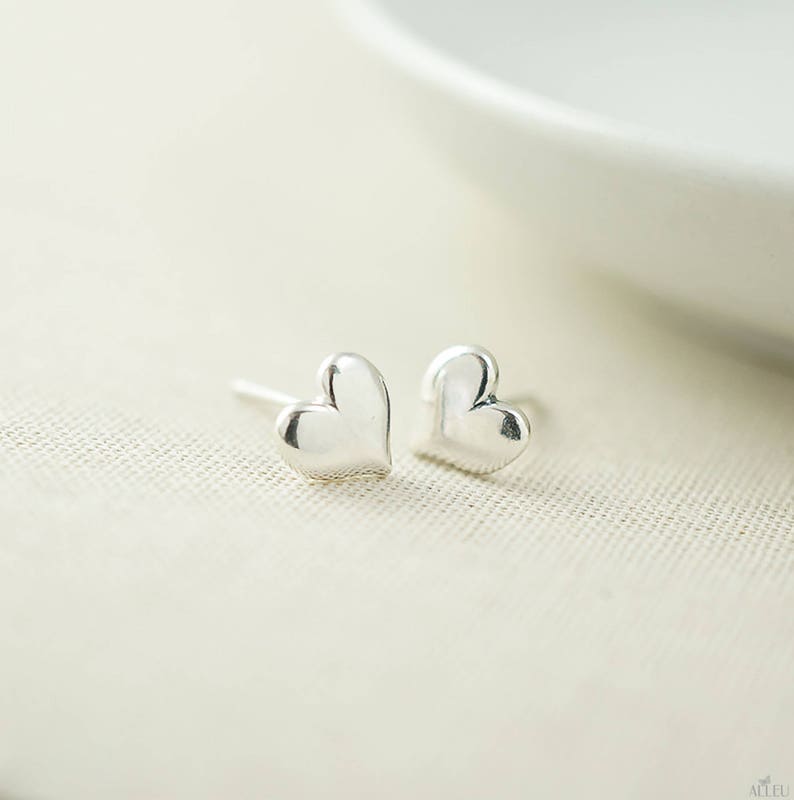 Dainty earrings heart post earrings heart studs bridesmaids gift image 2