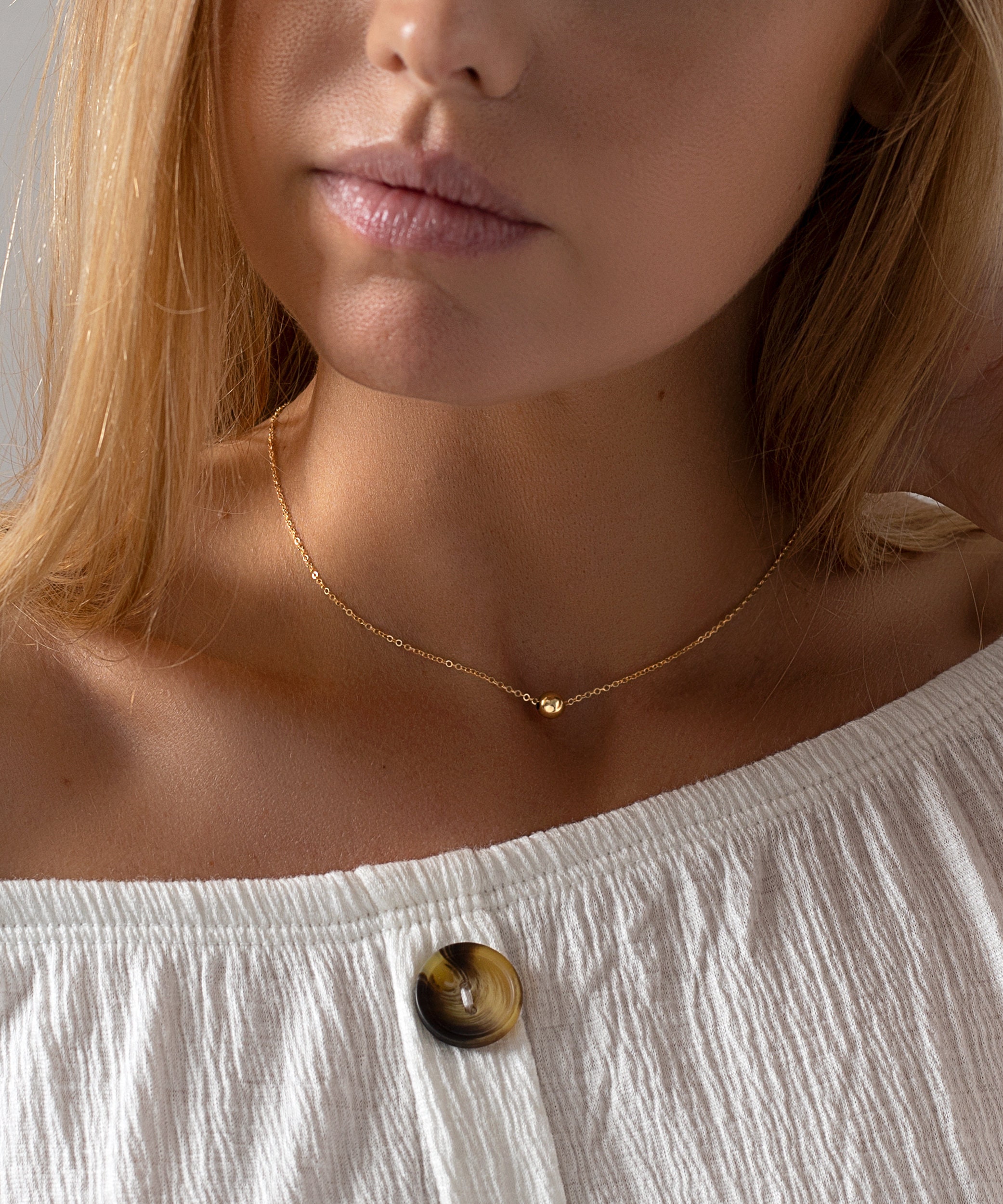 Gold Circle Necklace Ultra Dainty 