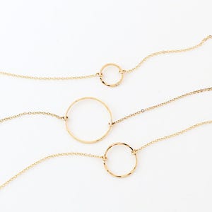 Dainty Circle Necklace - Karma Necklace - Minimalist Circle Necklace - Delicate Chain - 14k Gold Fill Sterling Silver - Best Friend Gift