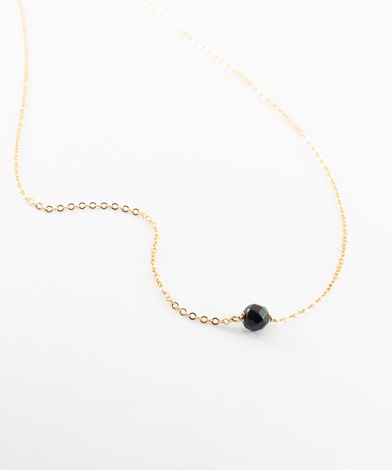 Black Onyx Necklace Simple Gemstone Necklace Layering | Etsy