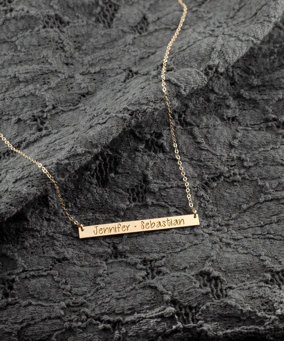 mothers bar necklace with children's names