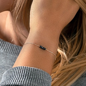 Black Onyx Gemstone Bracelet: Waterproof, Stackable Layering Jewelry